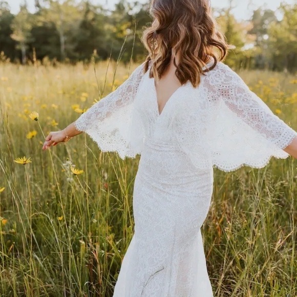 Anthropologie x BHLDN Tres Chic Lace Wedding Gown $1125 Sz 12 - Picture 3 of 8